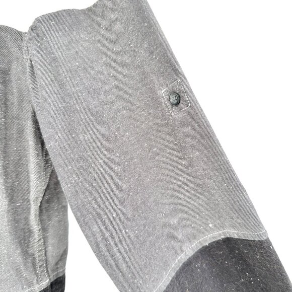 Rock & Republic Shirt Mens M Button Front Collared LS Roll Tab Black Gray White - Picture 5 of 9